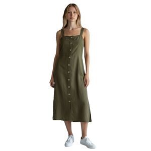 Rails Linen Blend Midi Dress Women's Small Button Up Green Sleeveless Lined Boho